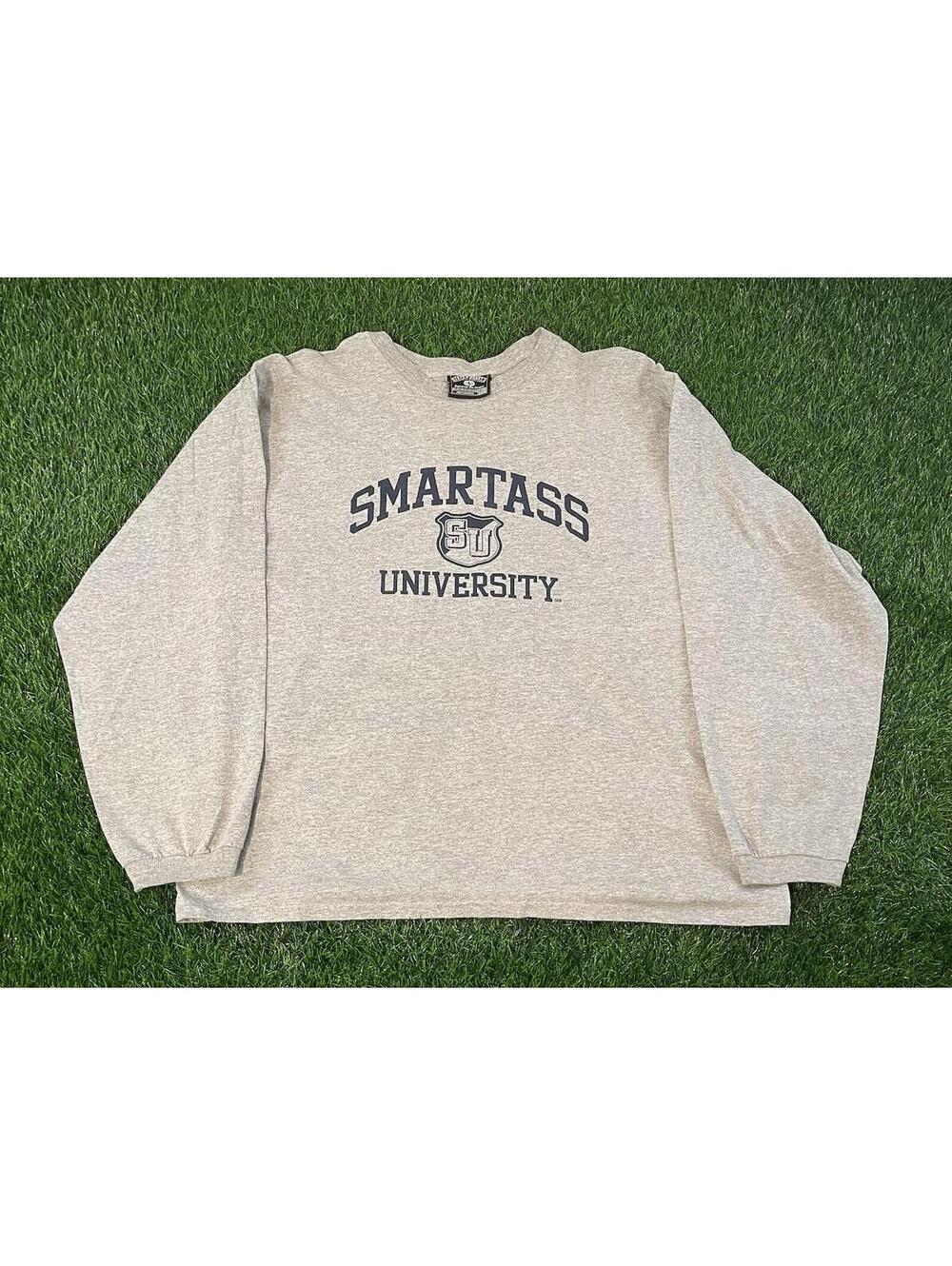 Vtg Steve and Barrys Smartass University Gray Long Sleeve T-Shirt Mens Size L